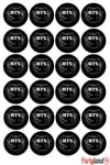 BTS 5 cm. Yapışkanlı Yuvarlak Etiket - Sticker 24 Adet