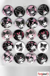 Kuromi Hello Kitty Temalı 10 Adet Metal Rozet