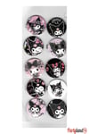 Kuromi Hello Kitty Temalı 10 Adet Metal Rozet