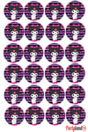 Kuromi Temalı 5 cm. Yapışkanlı Yuvarlak Etiket - Sticker 24 Adet