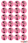 Minnie Mouse 5 cm. Yapışkanlı Yuvarlak Etiket - Sticker 24 Adet