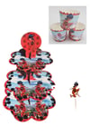 Mucize Uğur Böceği Cupcake Seti (stant+kürdan+cup)