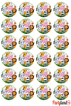 Safari Sevimli Hayvanlar 5 cm. Yapışkanlı Yuvarlak Etiket - Sticker 24 Adet