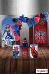 Spiderman Kırmızı Mavi Siyah Örümcek Adam Konseptine Uygun 75 Adet Balon Zincir Ve Balon Yapıştırma Bandı