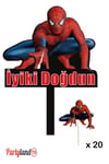 Spiderman Örümcek Adam Temalı Karton Pasta Süsü + 20 Adet Lux Sunum Kürdanı