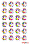 Unicorn 5 cm. Yapışkanlı Yuvarlak Etiket - Sticker 24 Adet
