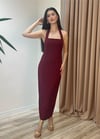 BOYUNDAN BAĞLAMALI ELBİSE BORDO