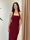 BOYUNDAN BAĞLAMALI ELBİSE BORDO