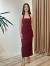 BOYUNDAN BAĞLAMALI ELBİSE BORDO