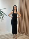 BOYUNDAN BAĞLAMALI ELBİSE SİYAH