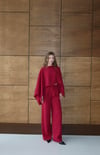 Casual Pelerin Palazzo Pantolon Takım Bordo