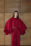 Casual Pelerin Palazzo Pantolon Takım Bordo