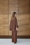 Casual Pelerin Palazzo Pantolon Takım Kahverengi