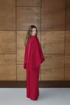 Casual Pelerin Palazzo Pantolon Takım Bordo