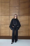 Casual Pelerin Palazzo Pantolon Takım Siyah