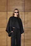 Casual Pelerin Palazzo Pantolon Takım Siyah