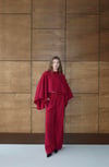 Casual Pelerin Palazzo Pantolon Takım Bordo