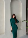 DAİLY DRAPELİ UZUN KOLLU ELBİSE ZÜMRÜT
