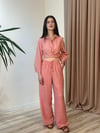 DAİLY KETEN SALAŞ PANTOLON PEMBE