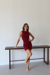 DAİLY KISA DRAPELİ ELBİSE- BORDO