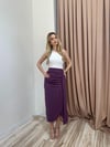 DRAPELİ YIRTMAÇLI KUŞAKLI ETEK MÜRDÜN