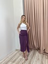 DRAPELİ YIRTMAÇLI KUŞAKLI ETEK MÜRDÜN