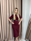 PREMİUM KEMERLİ MİDİ BOY ELBİSE - BORDO
