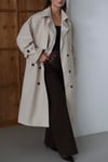 Premium Kol Apoletli Rüzgarlıklı Oversize Trençkot Bej