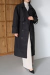 Premium Kol Apoletli Rüzgarlıklı Oversize Trençkot Siyah
