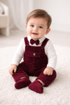 Minik Prens Bordo Kadife Set(Tulum-Çorap-Body)