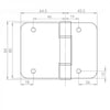 110 x 80 x 3mm Paslanmaz Kapı Menteşesi 