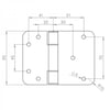 120 x 90 x 4mm Paslanmaz Kapı Menteşesi 