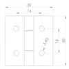 30 x 30 x 1.2mm Paslanmaz Yaprak Menteşe 