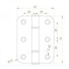 62 x 76 x 2.5mm Paslanmaz Kapı Menteşesi 