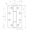 75 x 120 x 4mm Paslanmaz Ağır Kapı Menteşesi 