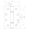 76 x 102 x 3mm Paslanmaz Kapı Menteşesi 