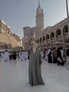 YEŞİL KETEN İKİLİ TAKIM ABAYA--Abaya