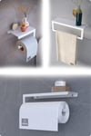 Metal 3'lü Set – Tuvalet Kağıtlık, Havlu Askısı ve Kağıt Havluluk | Modern Banyo ve Mutfak Düzenleyici