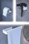 Metal 3'lü Set – Tuvalet Kağıtlık, Havlu Askısı ve Fön Makinesi Tutucu | Modern Banyo Düzenleyici