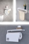 Metal 3'lü Set – Tuvalet Kağıtlık, Havlu Askısı ve Kağıt Havluluk | Modern Banyo ve Mutfak Düzenleyici