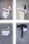 Metal 4'lü Set – Tuvalet Kağıtlık, Havlu Askısı, Kağıt Havluluk ve Fön Makinesi Tutucu | Modern Banyo ve Mutfak Düzenleyici