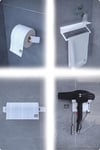 Metal 4'lü Set – Tuvalet Kağıtlık, Havlu Askısı, Kağıt Havluluk ve Fön Makinesi Tutucu | Modern Banyo ve Mutfak Düzenleyici