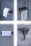 Metal 4'lü Set – Tuvalet Kağıtlık, Havlu Askısı, Kağıt Havluluk ve Fön Makinesi Tutucu | Modern Banyo ve Mutfak Düzenleyici