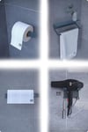 Metal 4'lü Set – Tuvalet Kağıtlık, Havlu Askısı, Kağıt Havluluk ve Fön Makinesi Tutucu | Modern Banyo ve Mutfak Düzenleyici