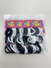 İTHAL PAKET LASTİK TOKA -  ORTA BOY SİYAH-BEYAZ -( 12X6 ADET )