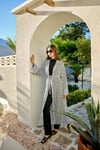 Beyaz-Siyah Monogram Desenli Pareo Kimono