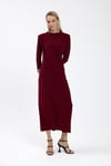Bordo Drape Detaylı Elbise