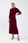 Bordo Drape Detaylı Elbise