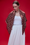 Bordo Gül Monogram Omuz Şalı