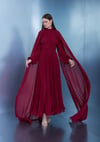 Bordo Luna Pelerinli Abiye